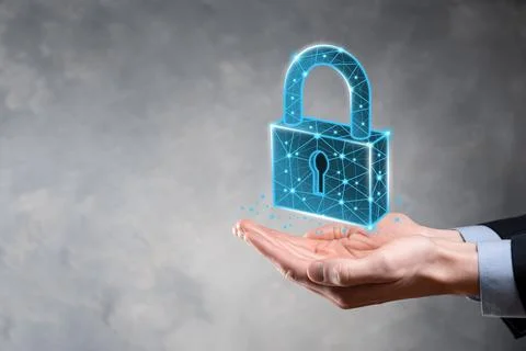 Cyber security network. Padlock icon and internet technology networking. Busi 스톡 사진