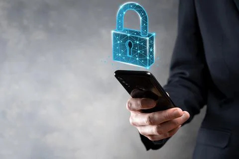 Cyber security network. Padlock icon and internet technology networking. Busi Stock Photos