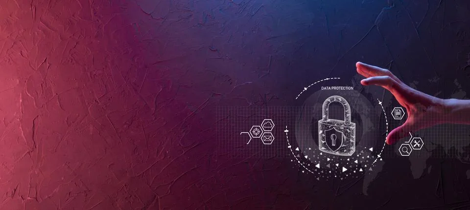 Cyber security network. Padlock icon and internet technology networking. Busi Stock Photos