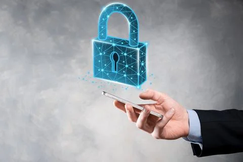 Cyber security network. Padlock icon and internet technology networking. Busi Stock Photos