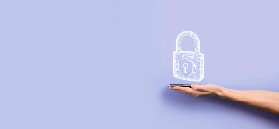 Cyber security network. Padlock icon and internet technology networking. Busi Stock Photos
