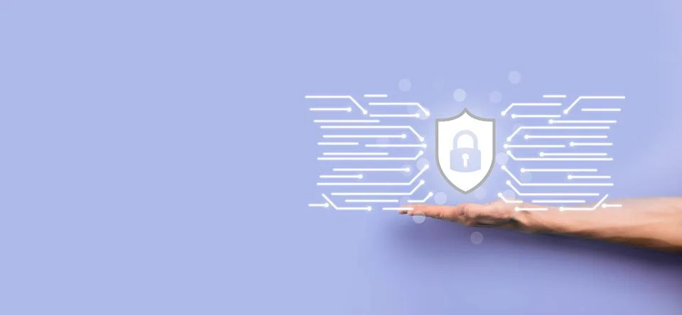 Cyber security network. Padlock icon and internet technology networking. Busi Stock Photos