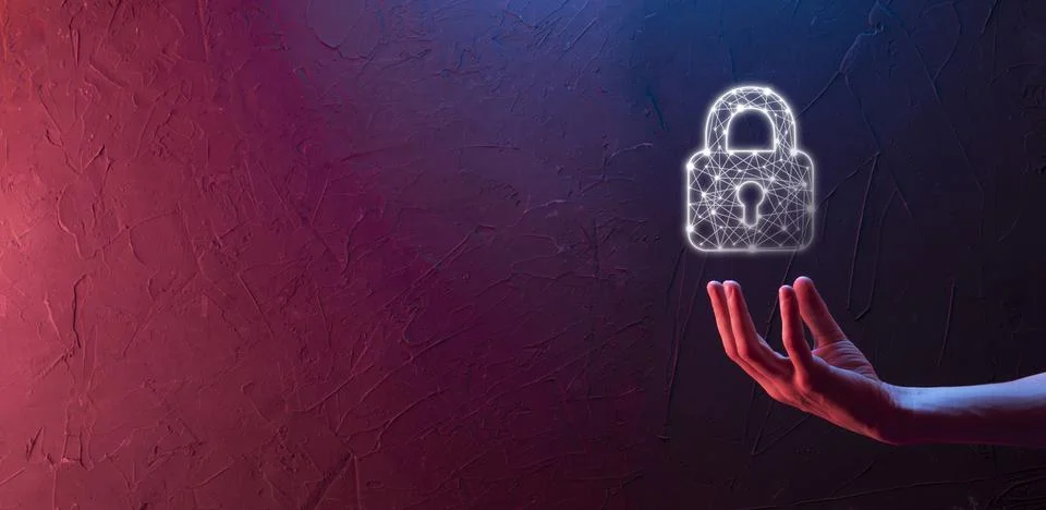 Cyber security network. Padlock icon and internet technology networking. Busi 写真素材