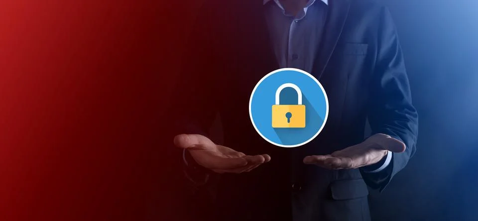 Cyber security network. Padlock icon and internet technology networking. Busi Stock Photos