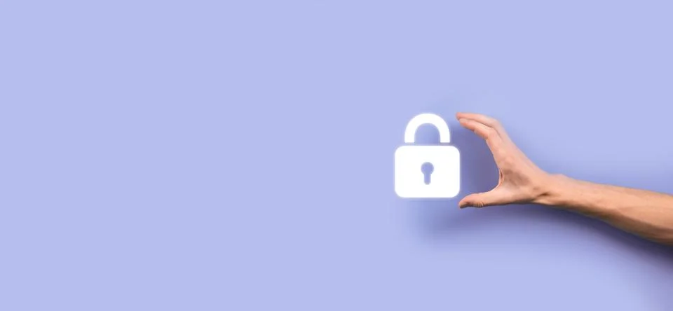 Cyber security network. Padlock icon and internet technology networking. Busi Stock Photos