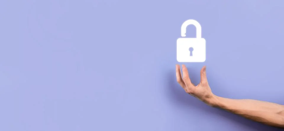 Cyber security network. Padlock icon and internet technology networking. Busi Stock Photos