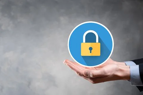 Cyber security network. Padlock icon and internet technology networking. Busi Stock Photos