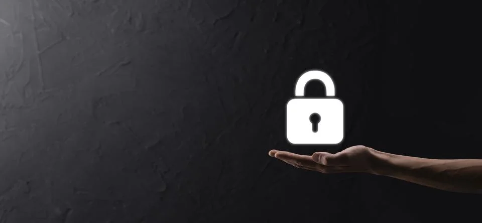 Cyber security network. Padlock icon and internet technology networking. Busi Stock Photos