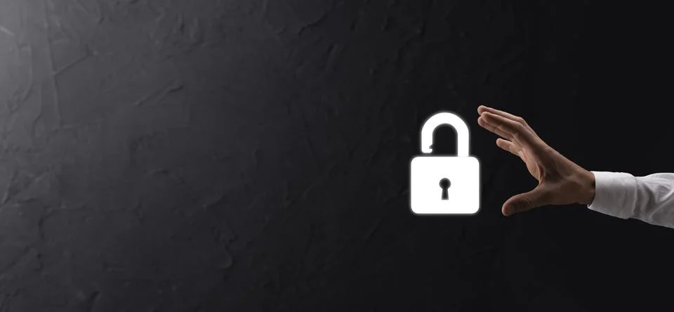 Cyber security network. Padlock icon and internet technology networking. Busi Stock Photos