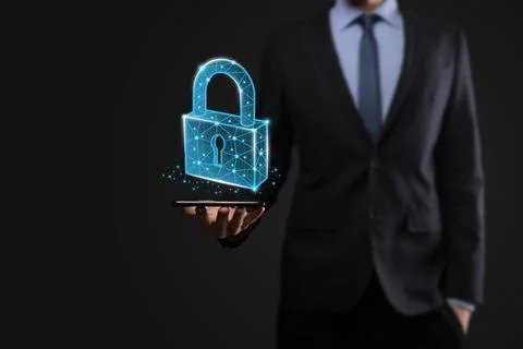 Cyber security network. Padlock icon and internet technology networking. Busi Stock Photos