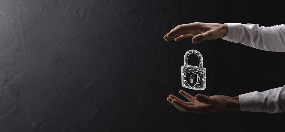Cyber security network. Padlock icon and internet technology networking. Busi Stock Photos