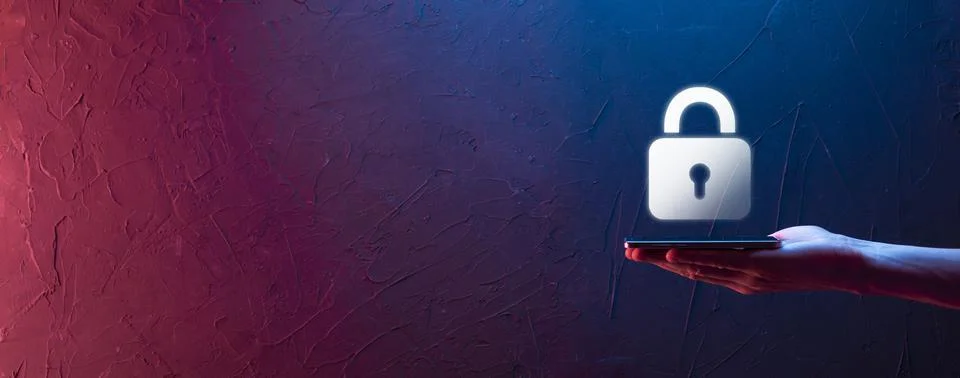 Cyber security network. Padlock icon and internet technology networking. Busi Stock Photos