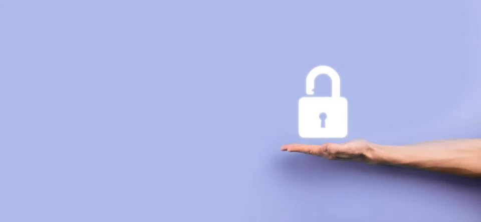 Cyber security network. Padlock icon and internet technology networking. Busi Foto stock