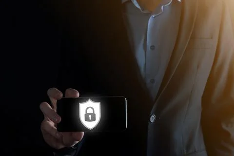 Cyber security network. Padlock icon and internet technology networking. Busi 写真素材