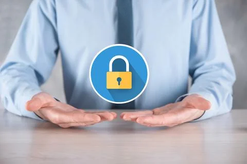 Cyber security network. Padlock icon and internet technology networking. Busi Foto stock