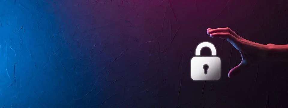 Cyber security network. Padlock icon and internet technology networking. Busi Foto stock