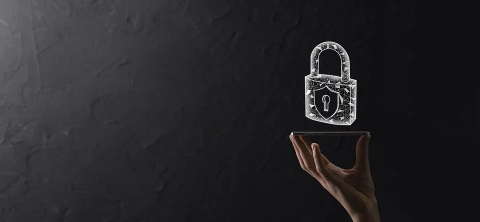 Cyber security network. Padlock icon and internet technology networking. Busi Stock Photos