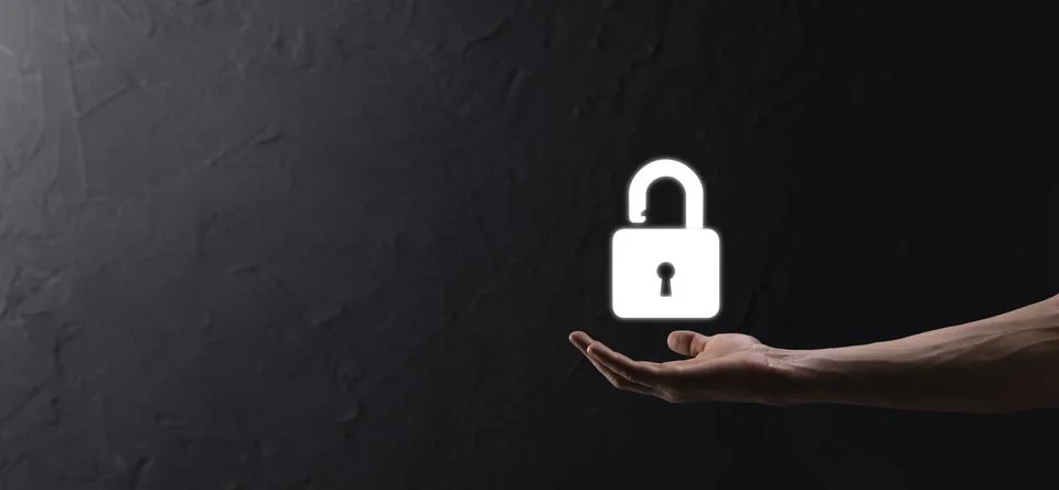 Cyber security network. Padlock icon and internet technology networking. Busi Stock Photos