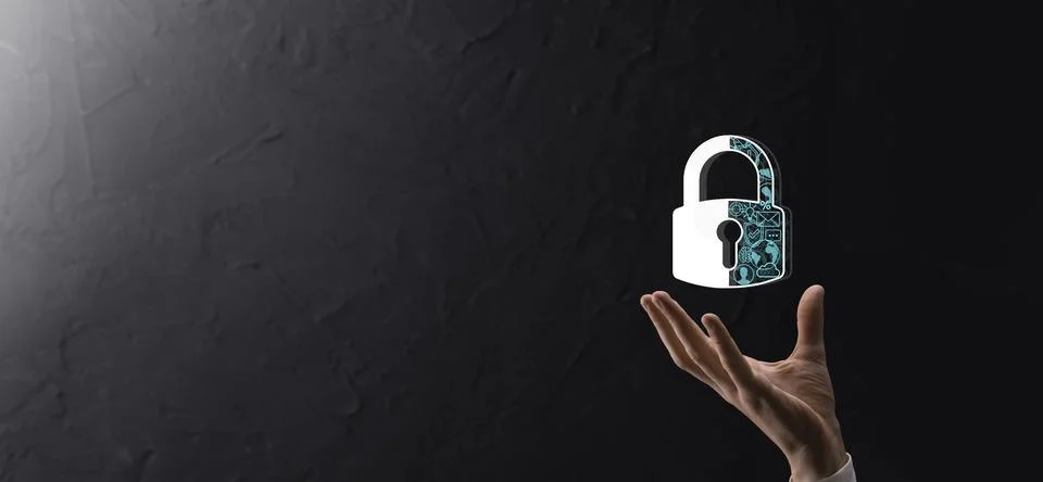 Cyber security network. Padlock icon and internet technology networking. Busi 스톡 사진