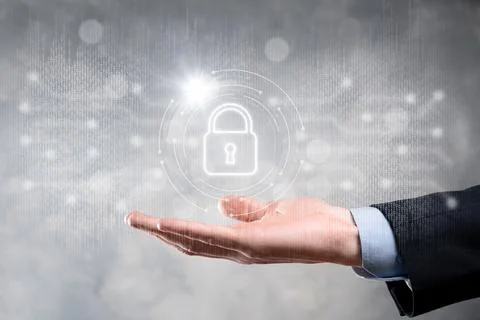 Cyber security network. Padlock icon and internet technology networking. Busi 写真素材