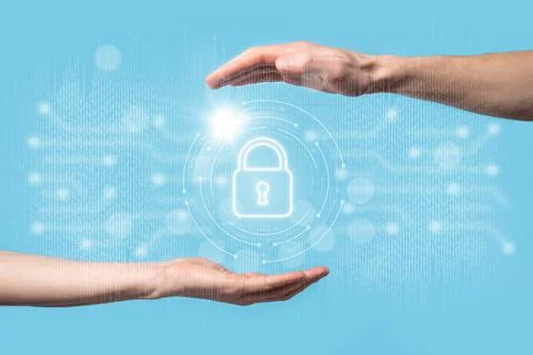 Cyber security network. Padlock icon and internet technology networking. Busi Stock Photos