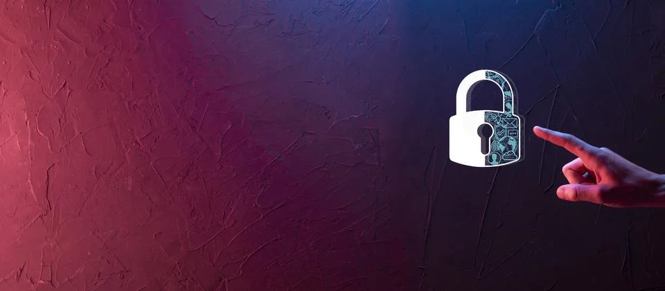 Cyber security network. Padlock icon and internet technology networking. Busi 스톡 사진