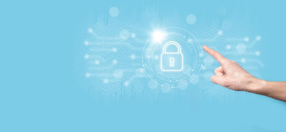 Cyber security network. Padlock icon and internet technology networking. Busi Stock Photos