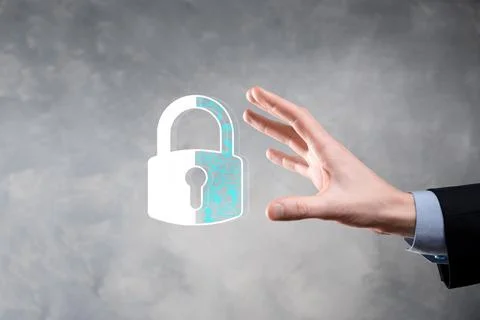 Cyber security network. Padlock icon and internet technology networking. Busi Stock Photos