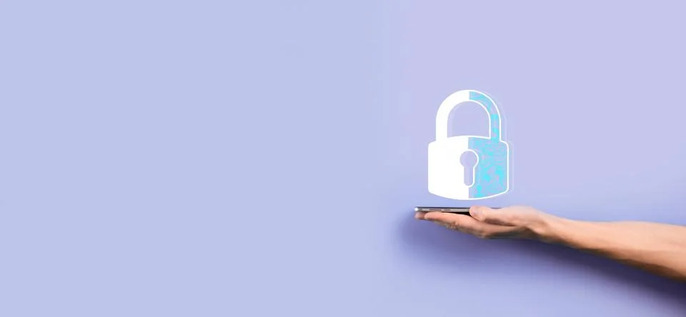 Cyber security network. Padlock icon and internet technology networking. Busi 스톡 사진