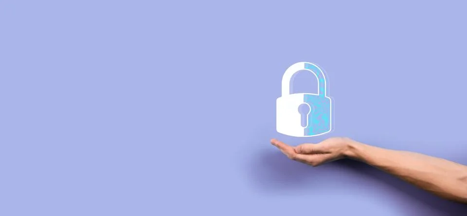 Cyber security network. Padlock icon and internet technology networking. Busi Stock Photos