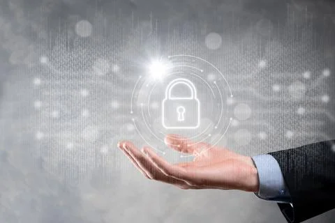 Cyber security network. Padlock icon and internet technology networking. Busi Stock Photos