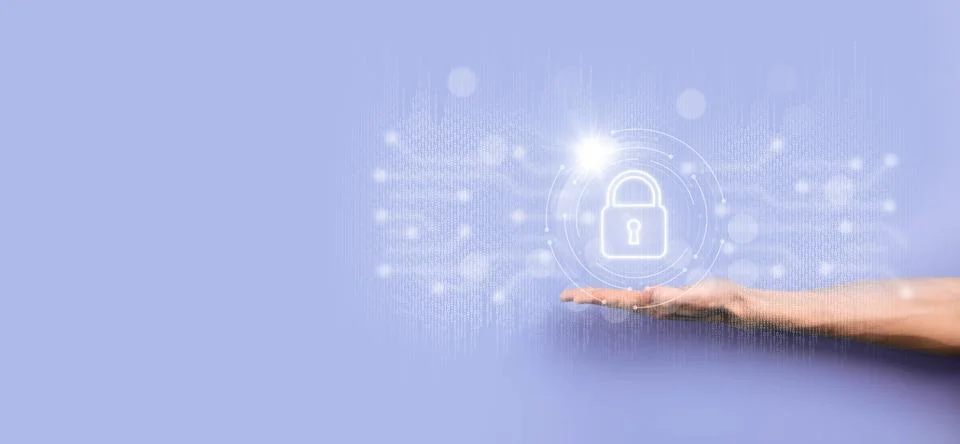 Cyber security network. Padlock icon and internet technology networking. Busi Stock Photos