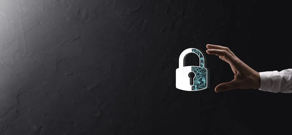 Cyber security network. Padlock icon and internet technology networking. Busi 写真素材