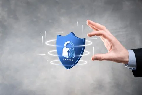 Cyber security network. Padlock icon and internet technology networking. Busi Stock Photos