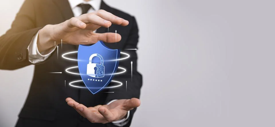 Cyber security network. Padlock icon and internet technology networking. Busi 写真素材