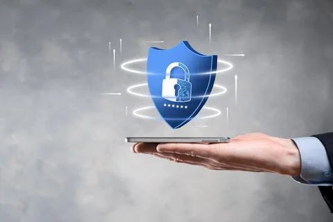 Cyber security network. Padlock icon and internet technology networking. Busi Stock Photos