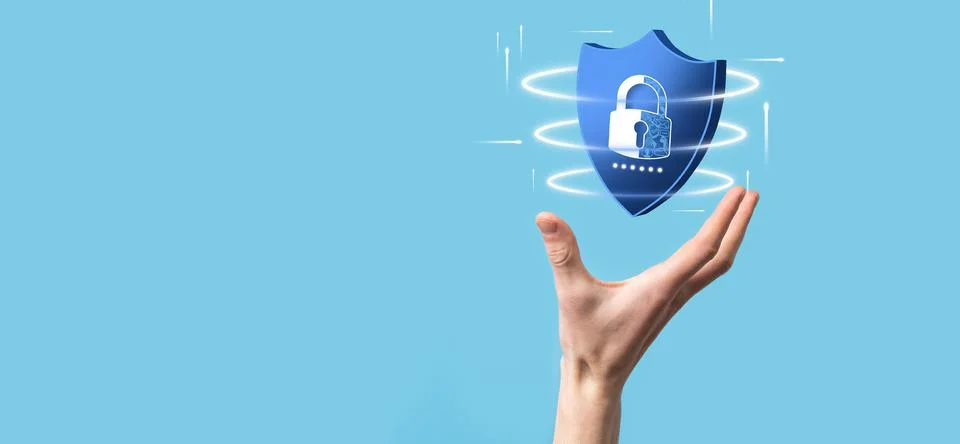 Cyber security network. Padlock icon and internet technology networking. Busi Stock Photos