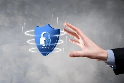 Cyber security network. Padlock icon and internet technology networking. Busi Stock Photos