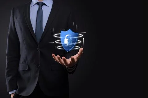 Cyber security network. Padlock icon and internet technology networking. Busi Stock Photos