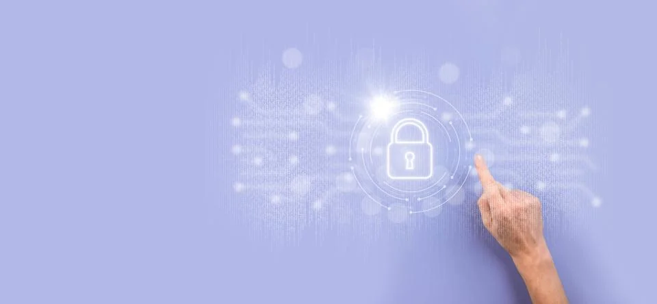 Cyber security network. Padlock icon and internet technology networking. Busi Stock Photos
