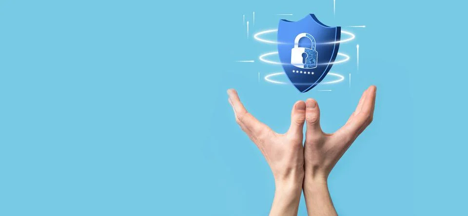 Cyber security network. Padlock icon and internet technology networking. Busi 写真素材