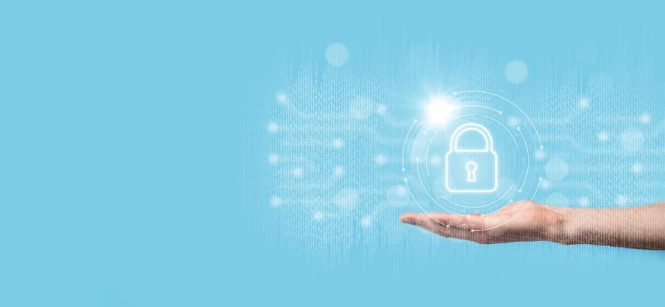 Cyber security network. Padlock icon and internet technology networking. Busi Stock Photos