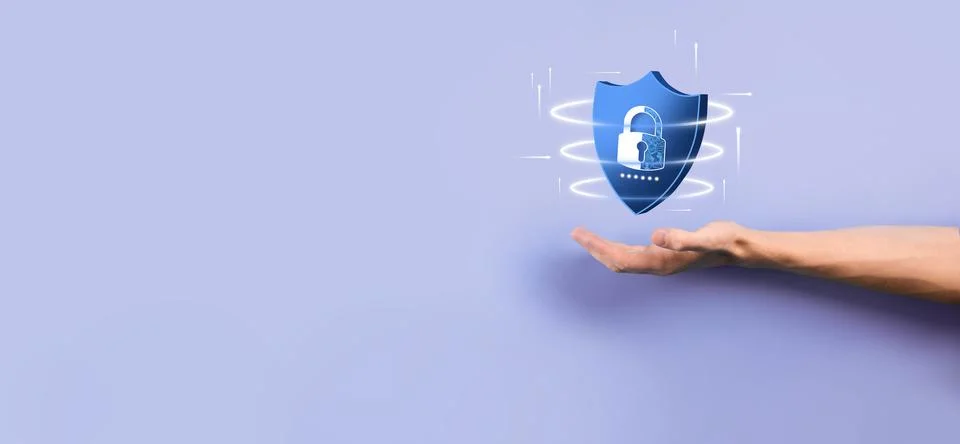 Cyber security network. Padlock icon and internet technology networking. Busi 写真素材