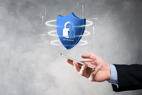 Cyber security network. Padlock icon and internet technology networking. Busi 스톡 사진