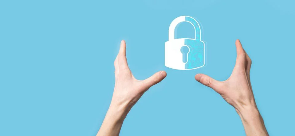 Cyber security network. Padlock icon and internet technology networking. Busi Stock Photos