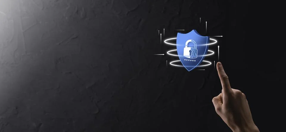 Cyber security network. Padlock icon and internet technology networking. Busi Stock Photos