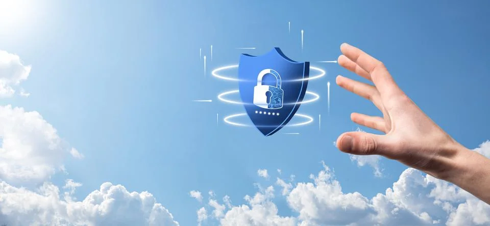 Cyber security network. Padlock icon and internet technology networking. Busi Stock Photos