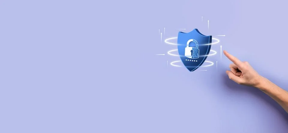 Cyber security network. Padlock icon and internet technology networking. Busi Stock Photos