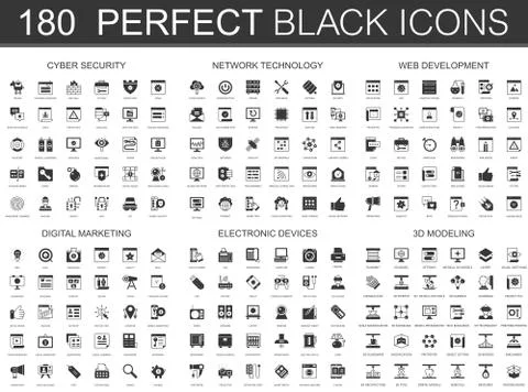 Cyber security, network technology, web development, digital marketing Stock Illustration