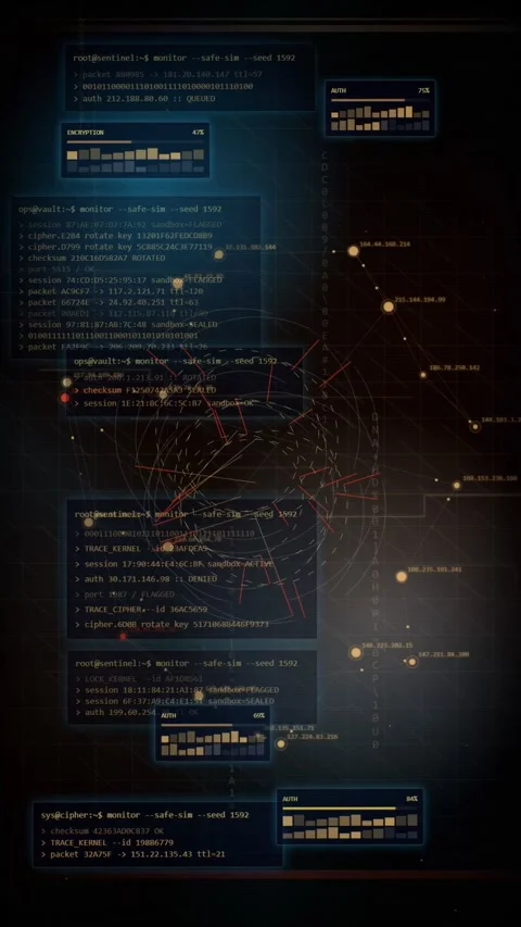 Cyber Security Network Trace Route HUD Digital Interface Background Stock Footage 335347890